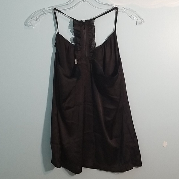 Costa blanca black front ruffle satin tank large - Picture 2 of 8